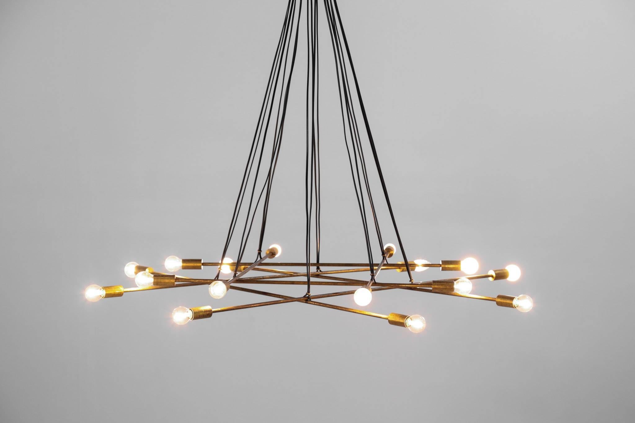 Grand lustre/lustre italien moderne à seize lumières, style Gino Sarfatti en vente 5