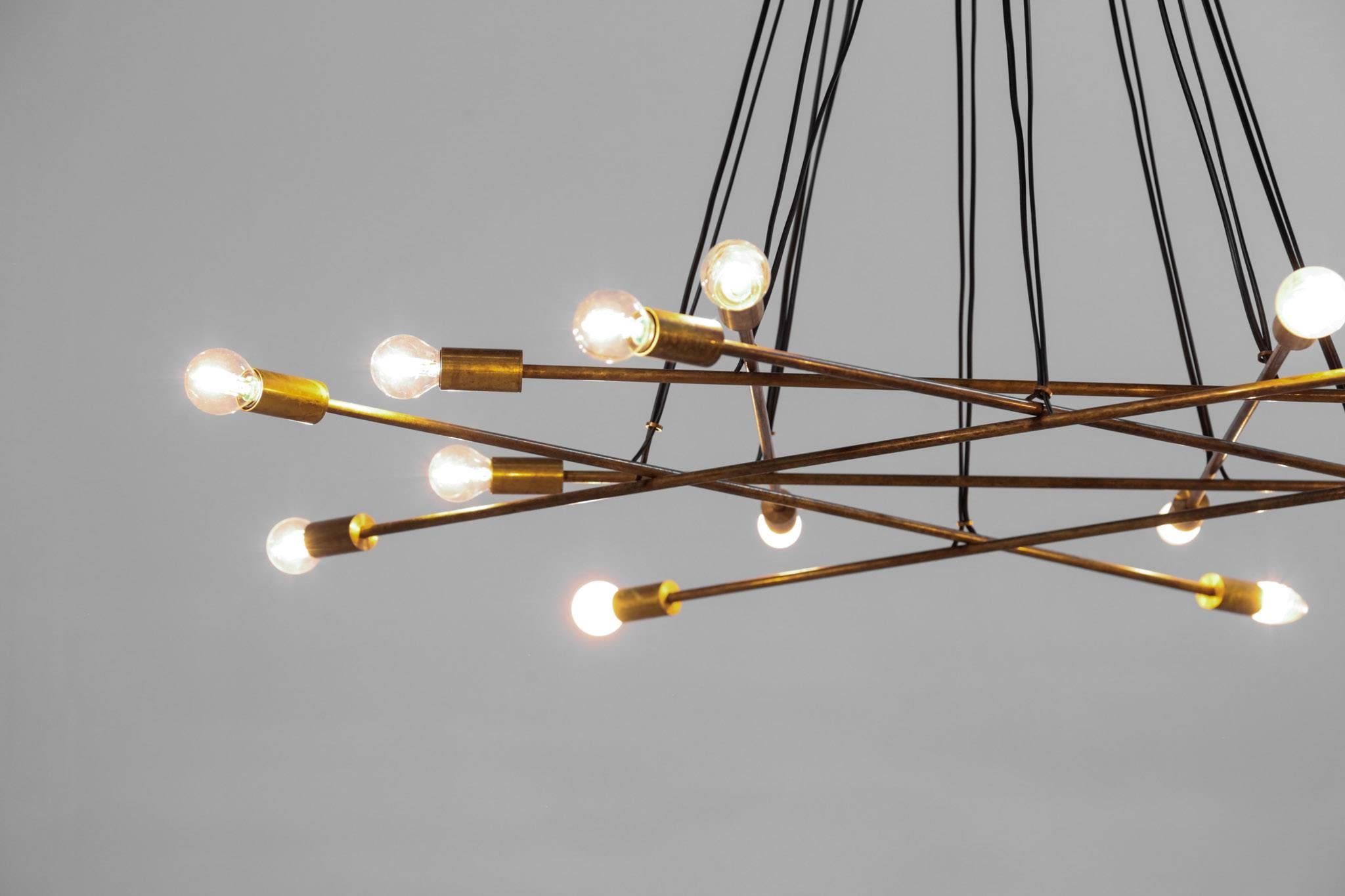 Grand lustre/lustre italien moderne à seize lumières, style Gino Sarfatti en vente 6
