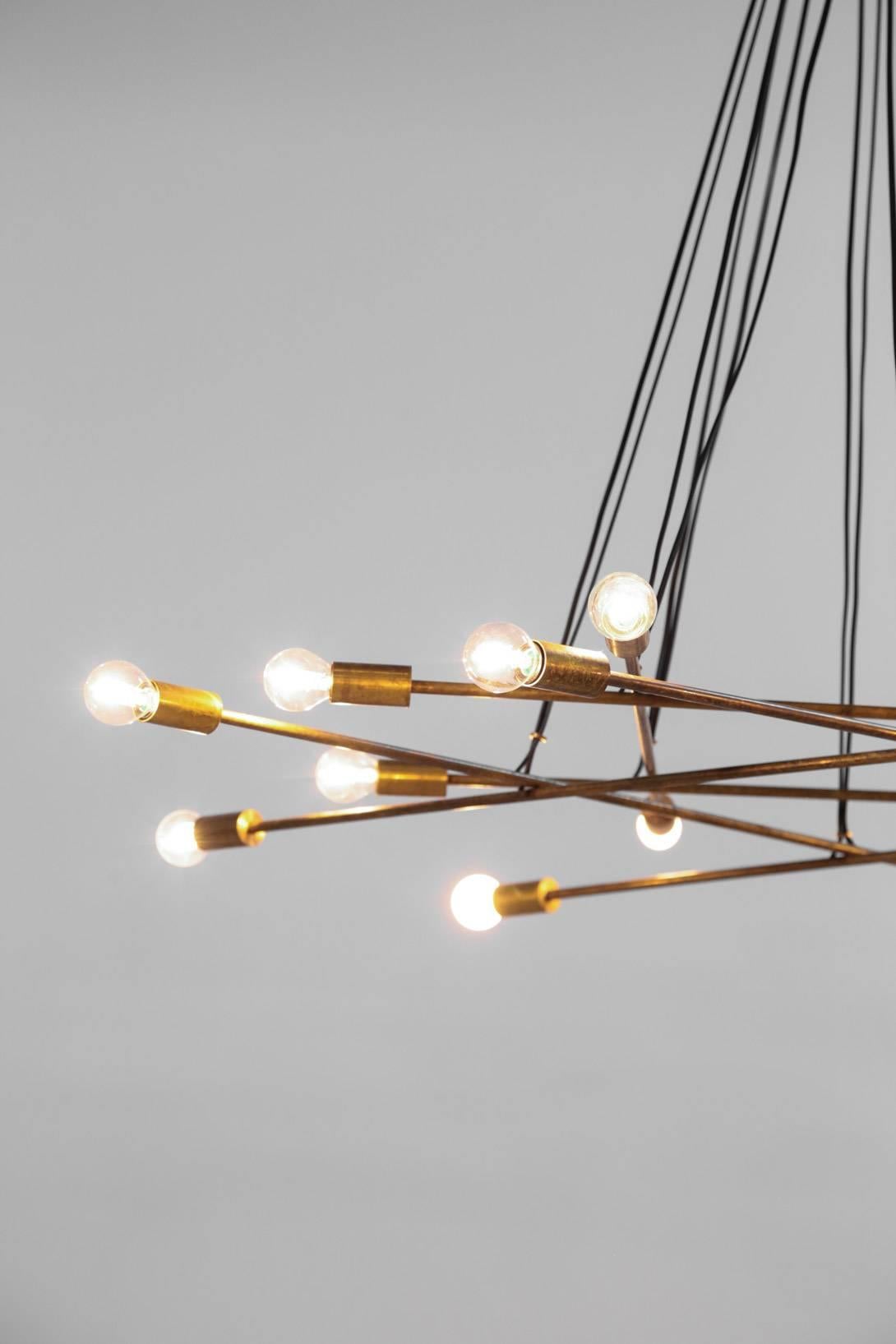 Grand lustre/lustre italien moderne à seize lumières, style Gino Sarfatti en vente 7