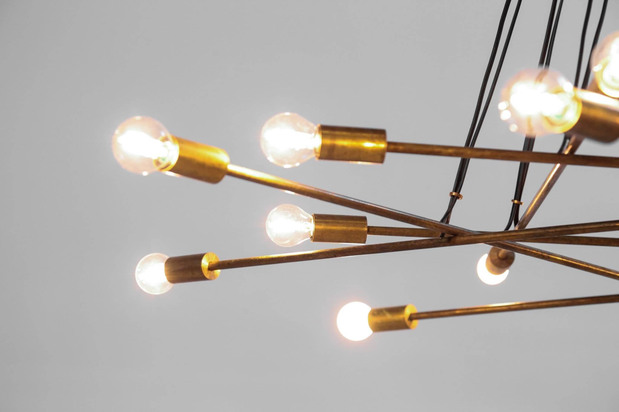 Grand lustre/lustre italien moderne à seize lumières, style Gino Sarfatti en vente 8