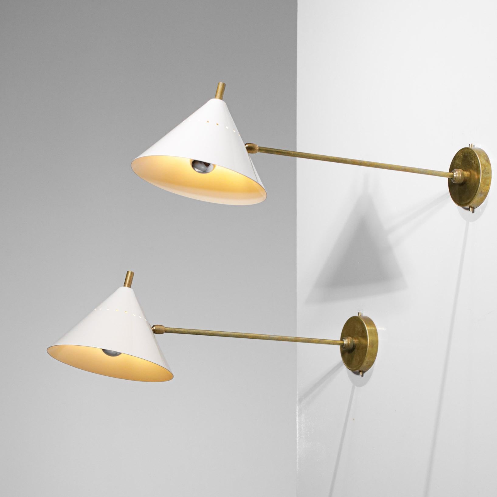 Large Modern Italian Stilnovo Style Sconces in Brass and Lacquered Metal, ML139 For Sale 4