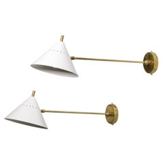 Grande applique moderna italiana in stile Stilnovo in ottone e metallo laccato, ML139