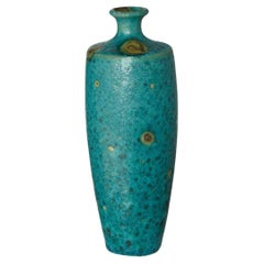 Large Modern Italian Turquoise Blue Ceramic Vase in the Style of Guido Gambone