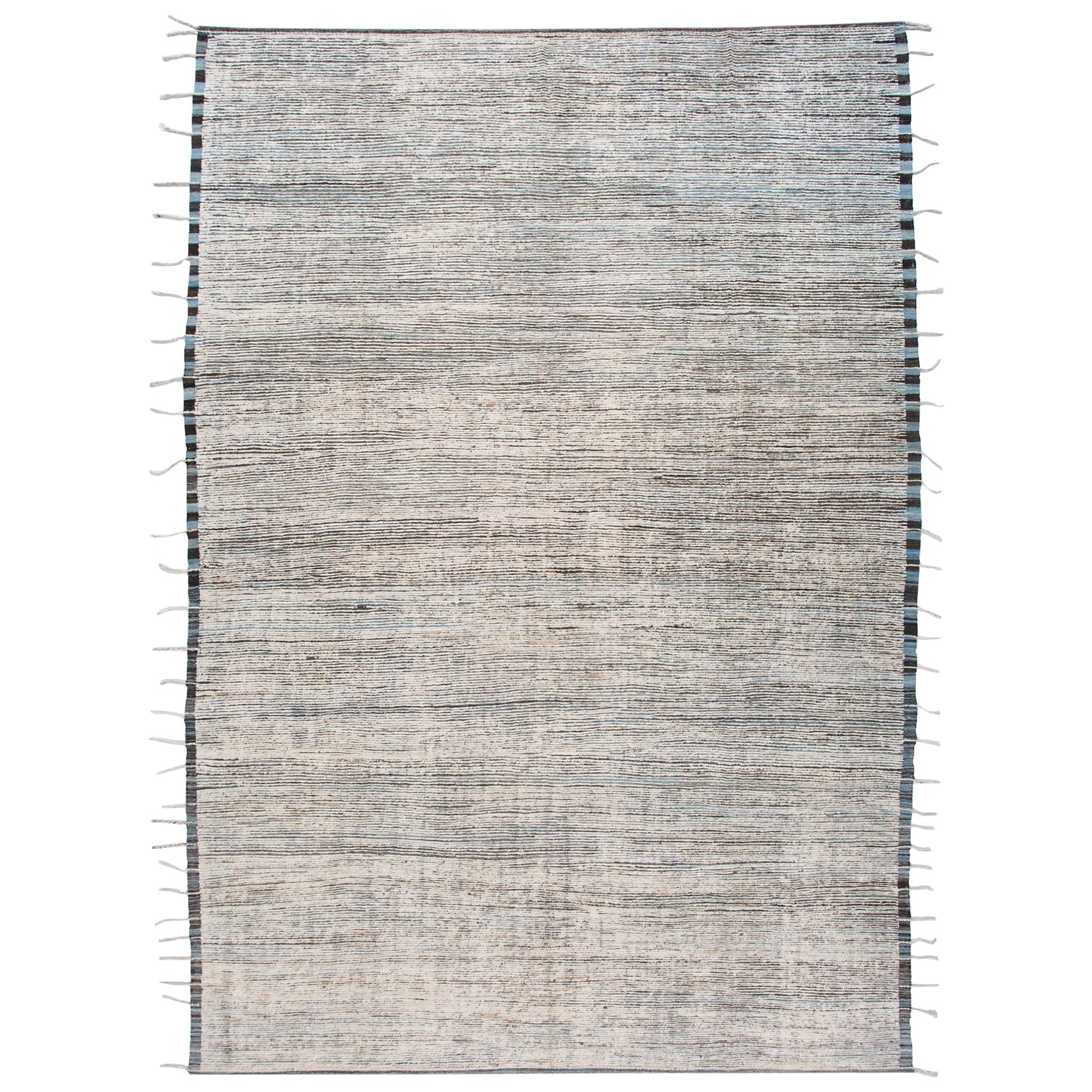 Blue Modern MoroccanStyle Berber Wool Rug For Sale at 1stDibs