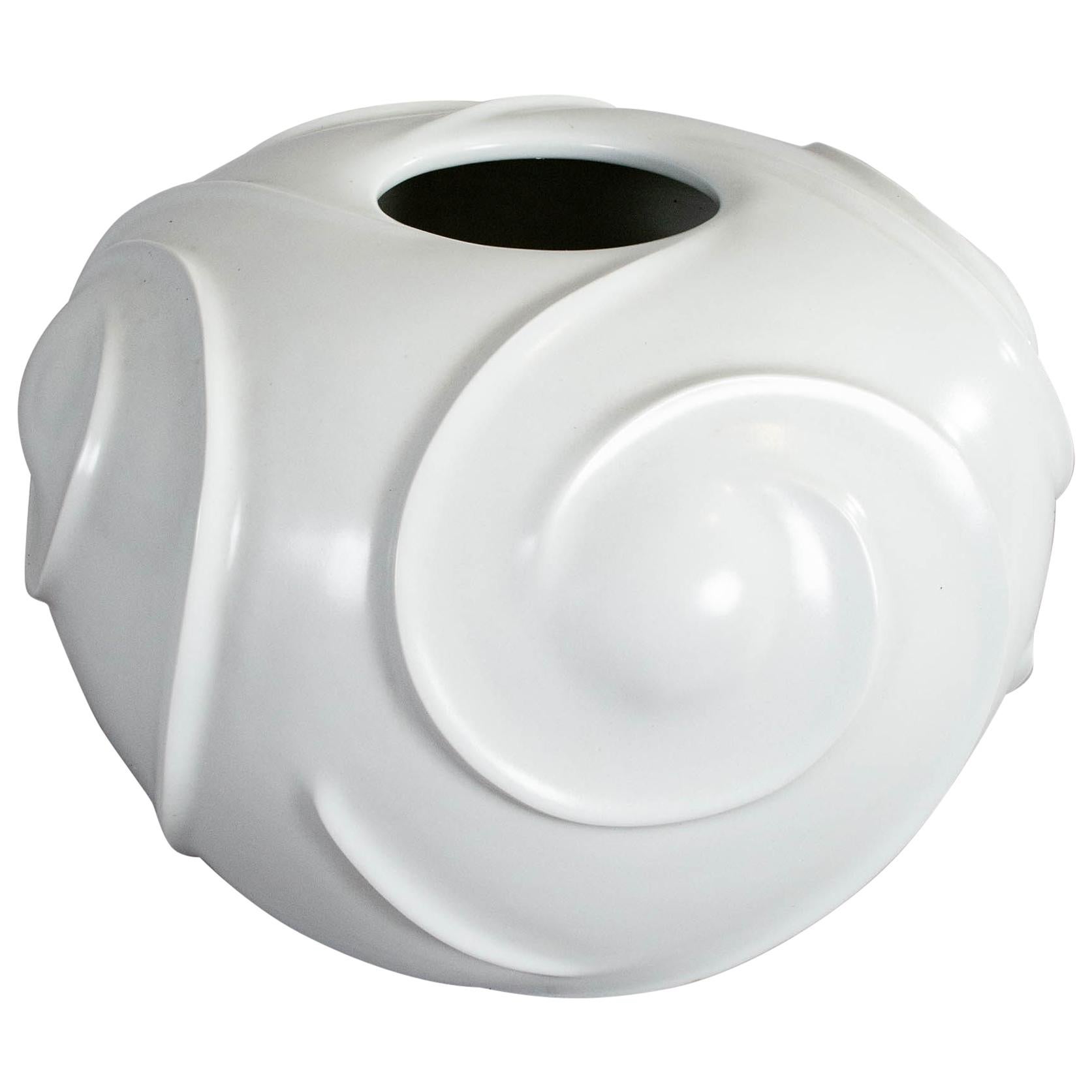 Grand vase d'atelier moderne en porcelaine japonaise avec un design abstrait organique en vente