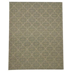 Large Modern Kilim Geometric Wool Rug Olive Green Carpet Aztec Nordic
