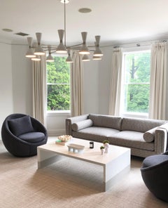 Large Modern "Ludo" Chandelier in White Enamel and Brass by Blueprint Lighting