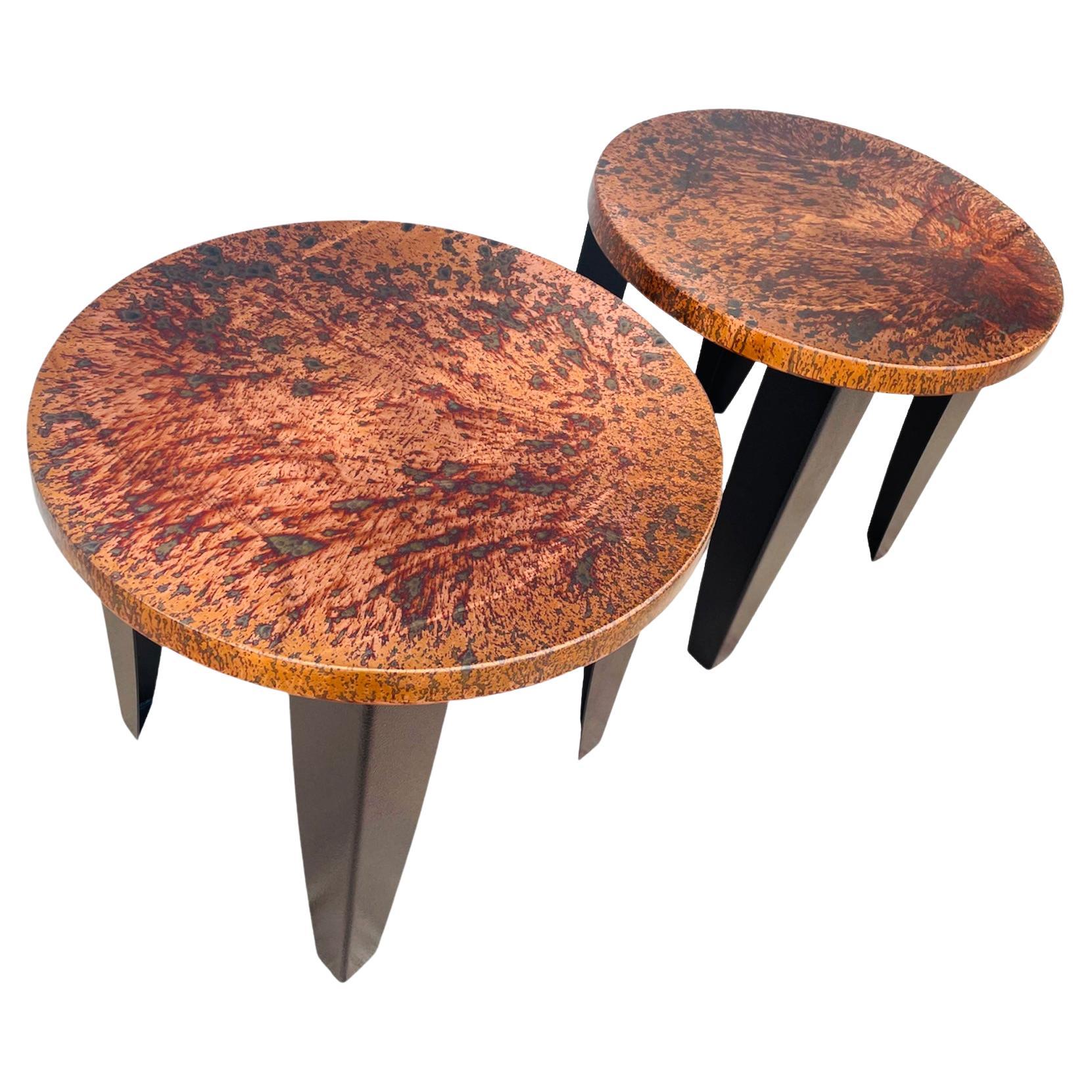 Large Modern Metal & Copper Side tables 