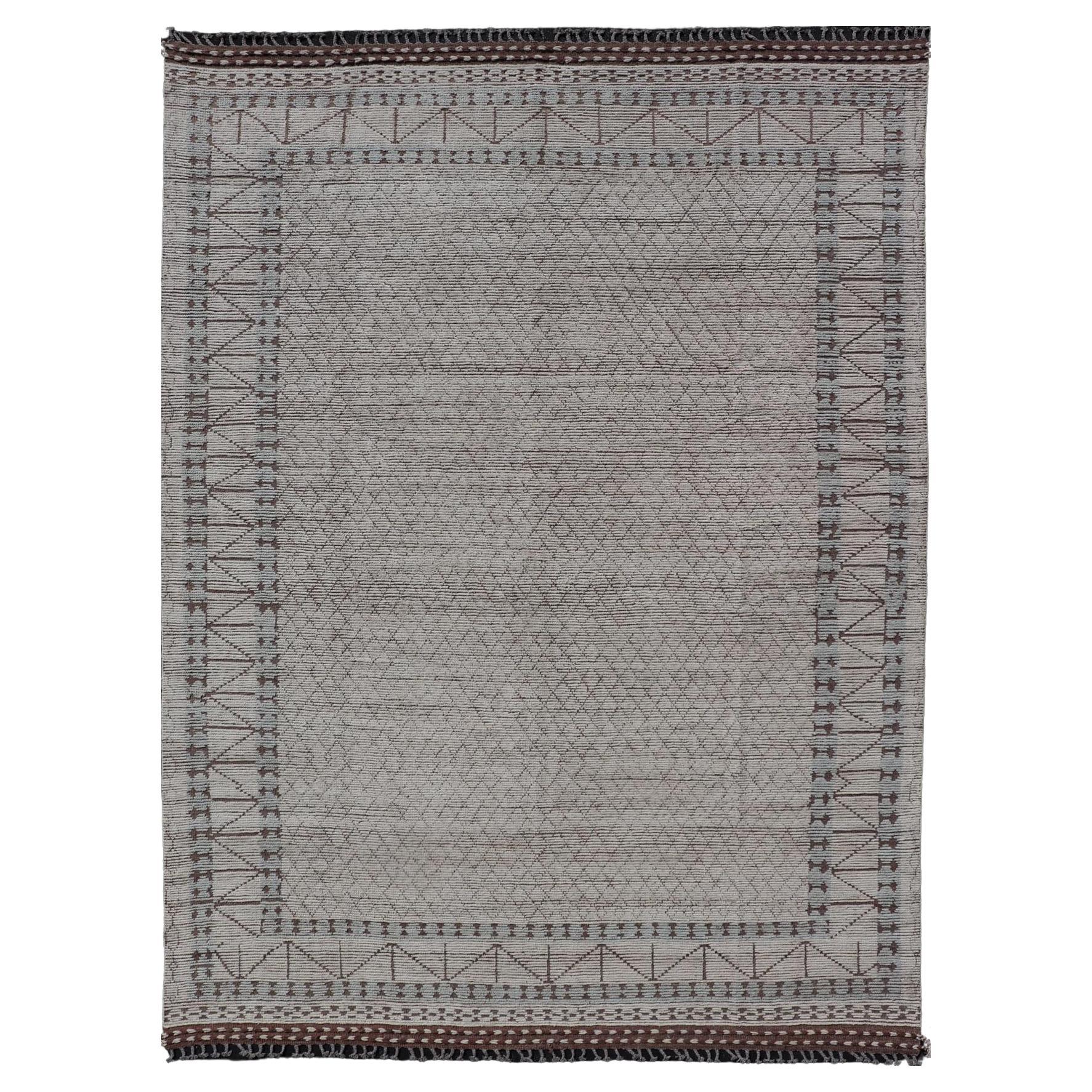 Large Modern Moroccan Abstract Rug With All-Over Design By Keivan Woven Arts  For Sale