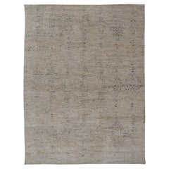 Large Modern Moroccan Style Rug in All-Neutral Tones, Beige, Cream, and Gray