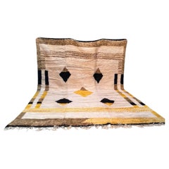 Large Modern Moroccan Wool Beni M'Rirt Rug with Abstract Brown and Yellow Design