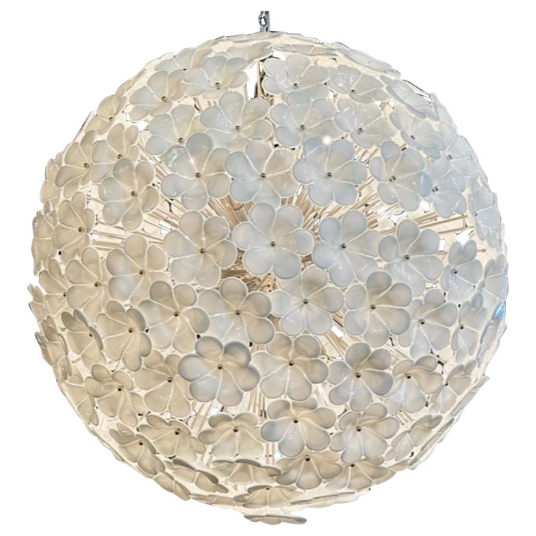 Grand lustre à fleurs moderne en verre de Murano