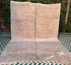Large Modern Neutral Brown Polka Dot Moroccan Wool Beni M'Rirt Handwoven Rug