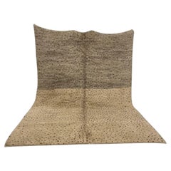 Large Modern Neutral Brown Polka Dot Moroccan Wool Beni M'Rirt Handwoven Rug