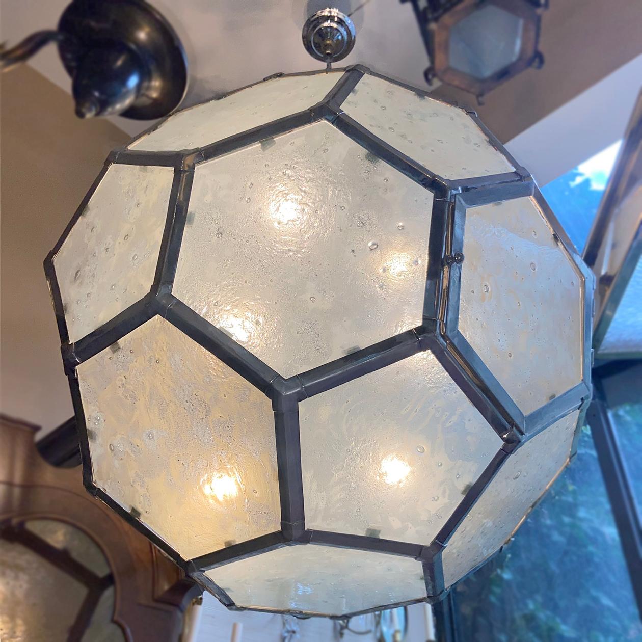 Mid-20th Century Large Moderne Nickel-Plated Lantern For Sale