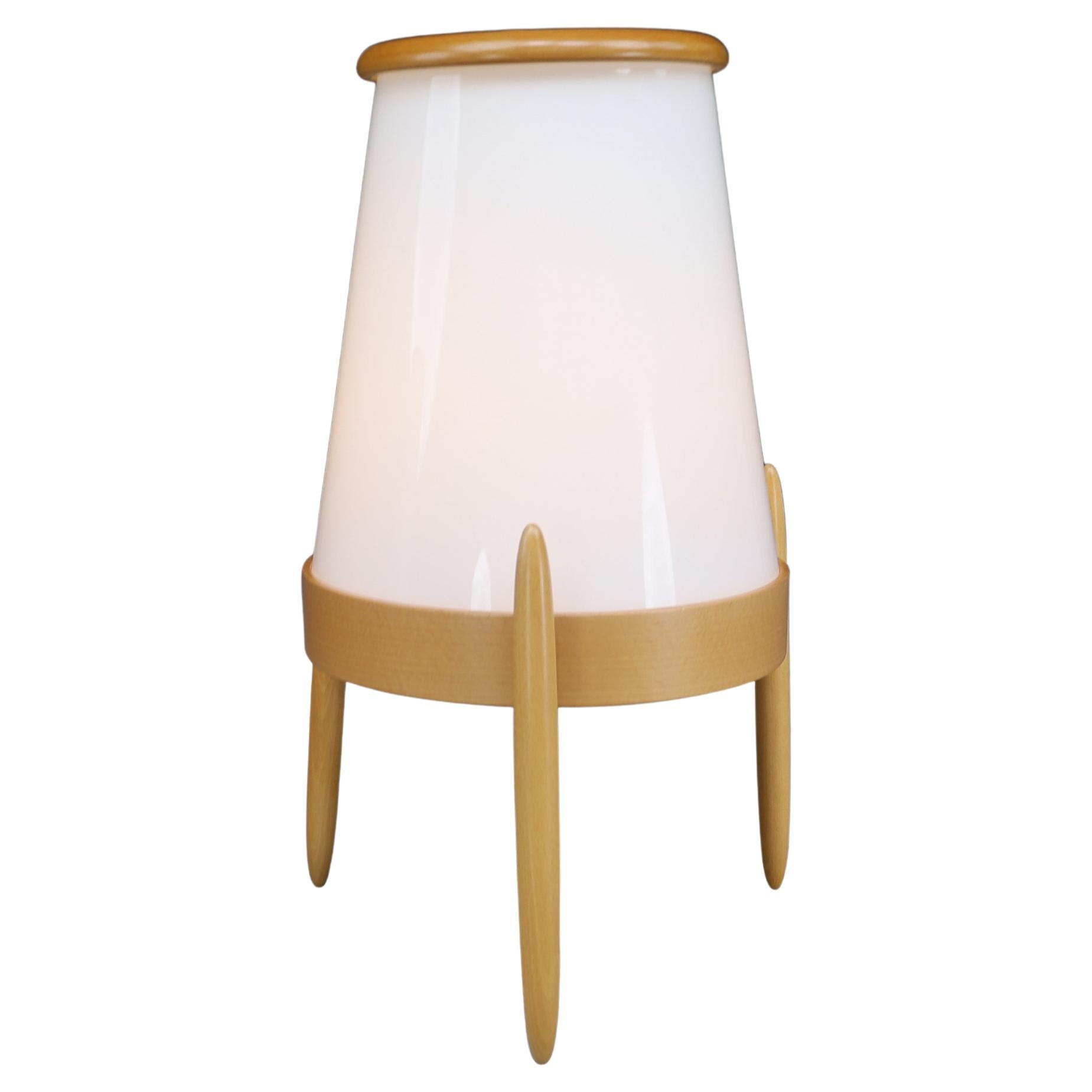 Large Modern Opaline Glass and Ash Floor Lamp by ULUV, CZ 1960s