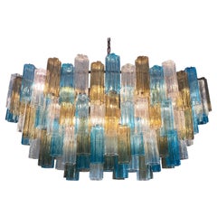 Large Modern Oval Shaped Multi-Color Murano Glass Chandelier by Veneziani Arte