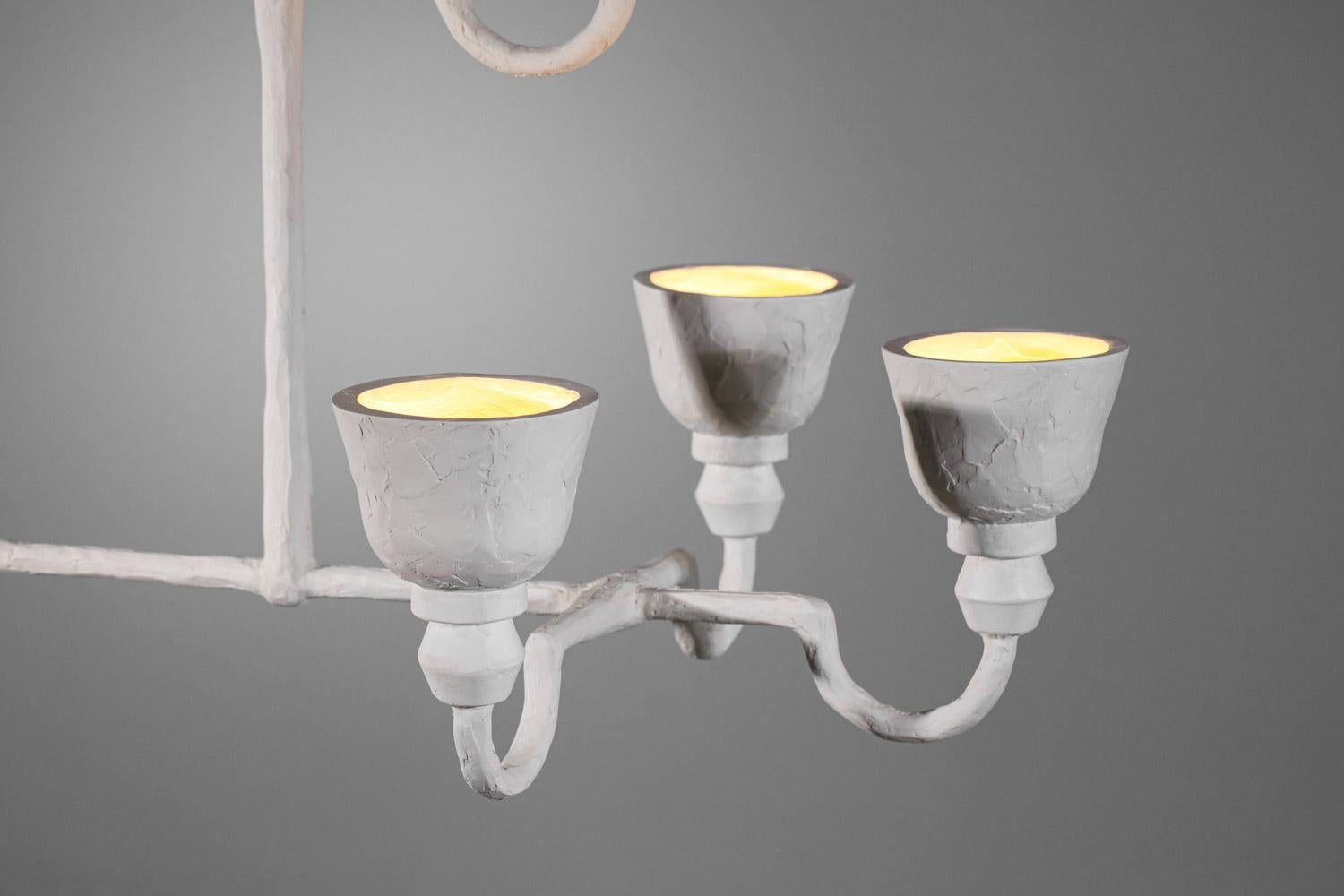 Organico moderno Grande lampadario moderno in gesso ispirato a Diego Giacometti 8 lampade in vendita