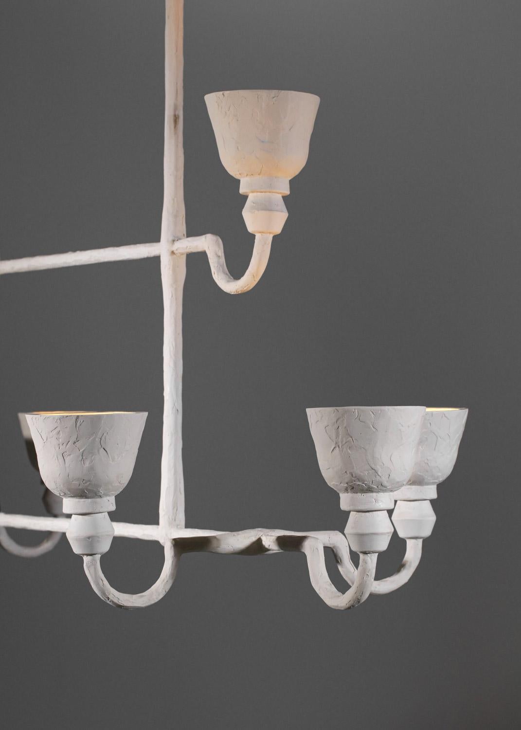 Fatto a mano Grande lampadario moderno in gesso ispirato a Diego Giacometti 8 lampade in vendita