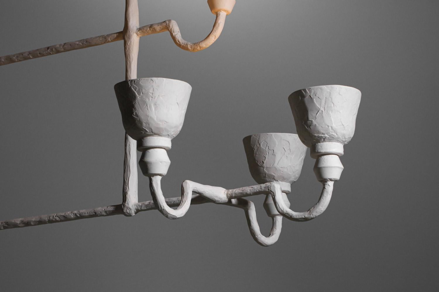 XXI secolo e contemporaneo Grande lampadario moderno in gesso ispirato a Diego Giacometti 8 lampade in vendita