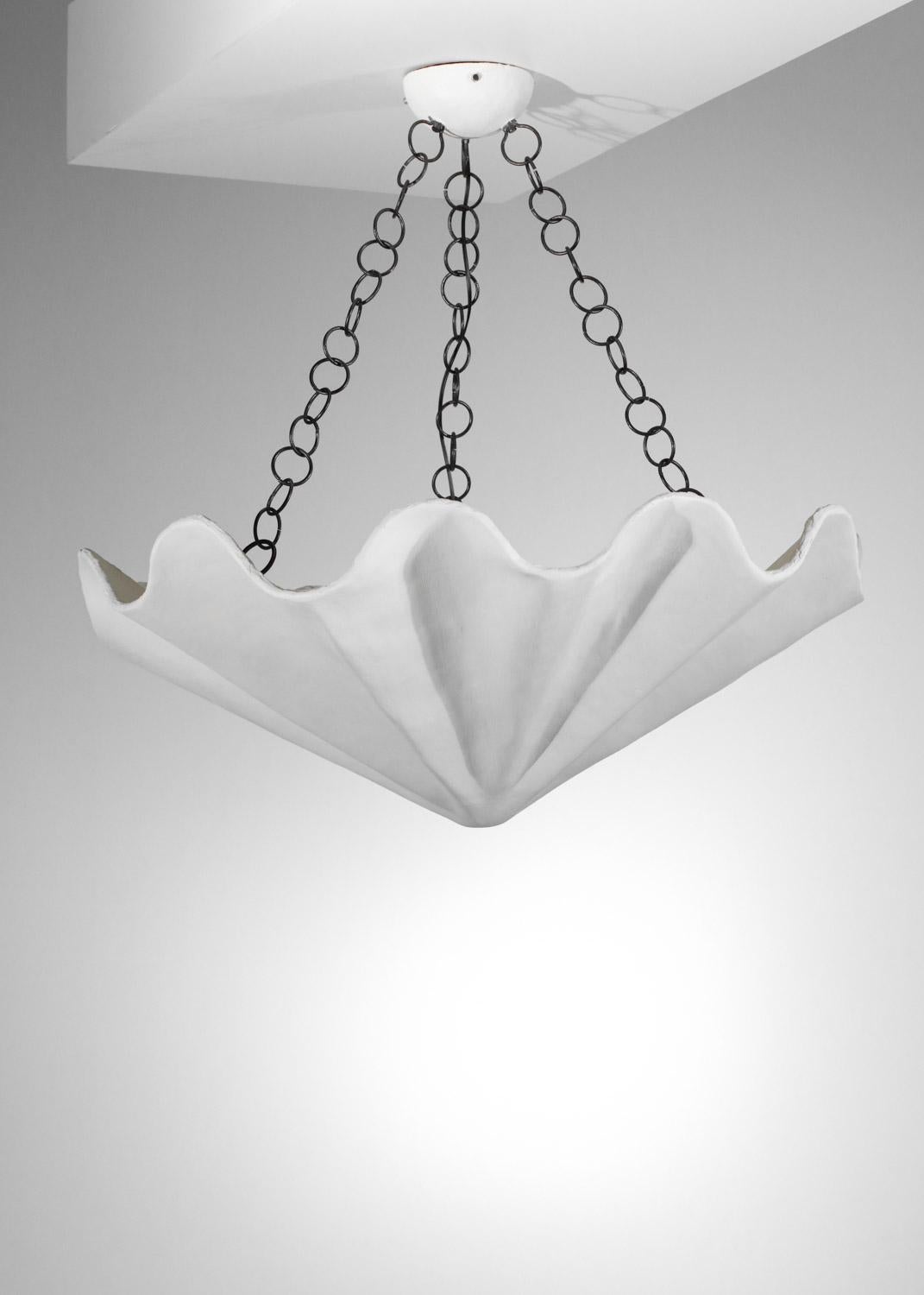 Large modern plaster shell chandelier in style of Diego Giacometti For Sale 4