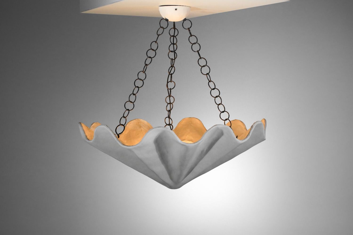 Large modern plaster shell chandelier in style of Diego Giacometti For Sale 6