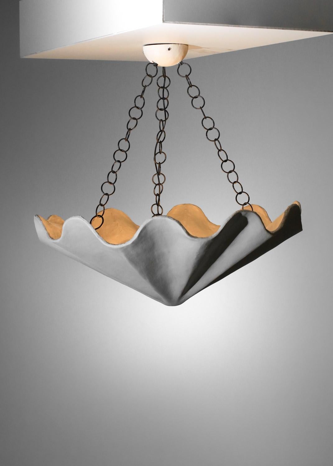 Large modern plaster shell chandelier in style of Diego Giacometti For Sale 7