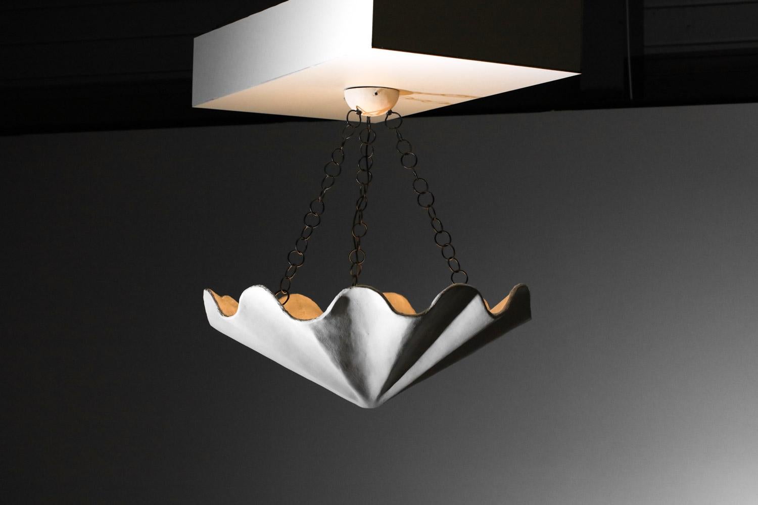 Large modern plaster shell chandelier in style of Diego Giacometti For Sale 9