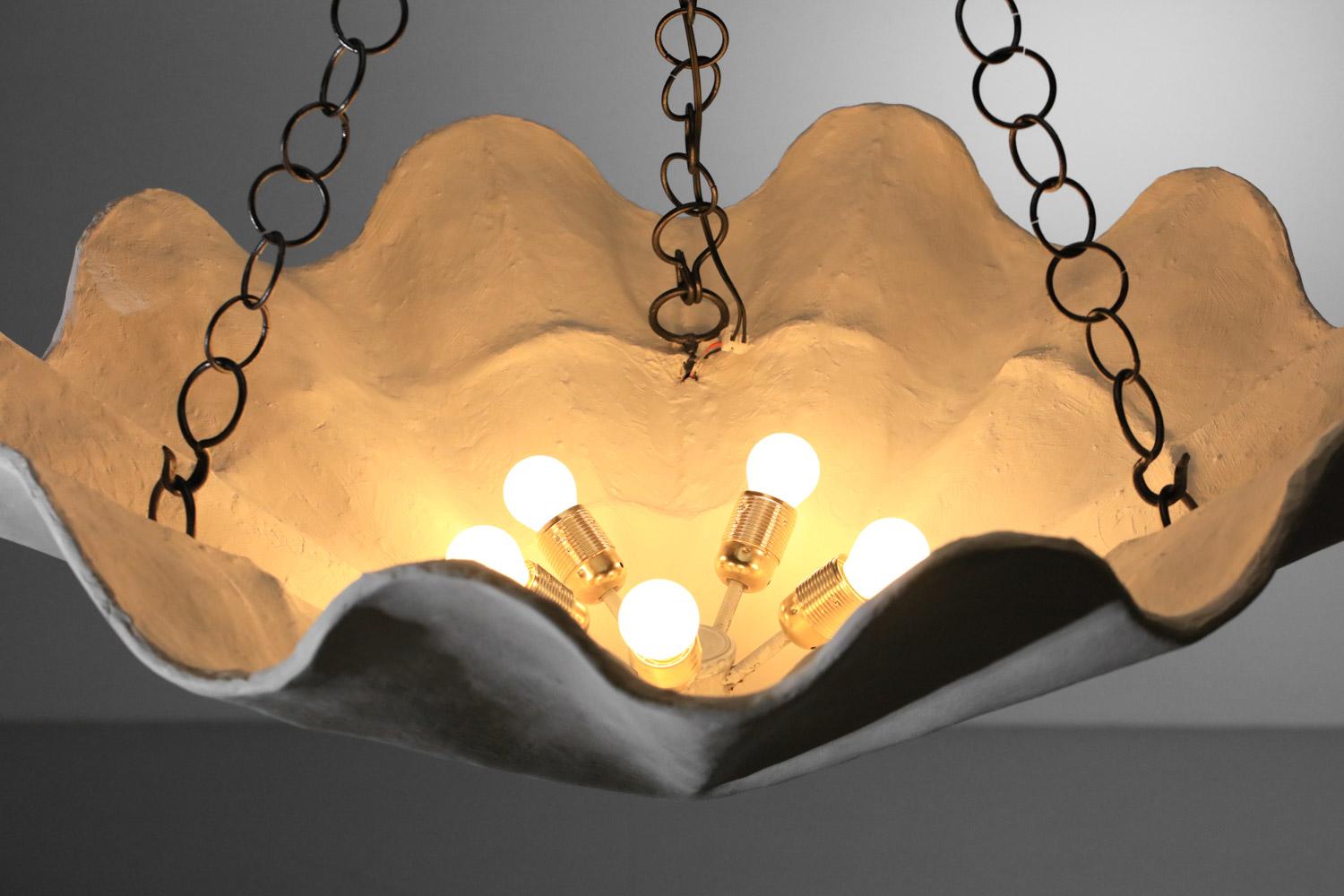 French Large modern plaster shell chandelier in style of Diego Giacometti For Sale