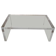 Large Rectangular Thick Lucite Coffee or Cocktail Table Hollis Era