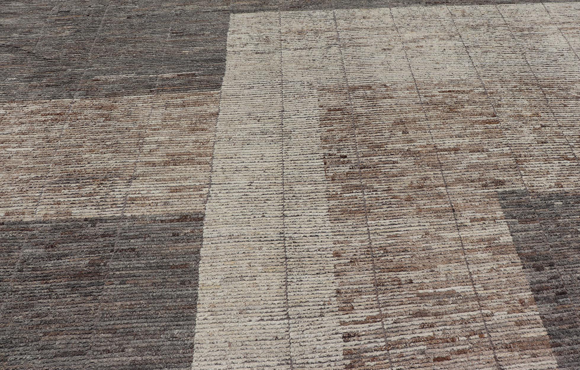 Large Modern Rug in Earth Tones with Square Size and Distressed Texture For Sale 5