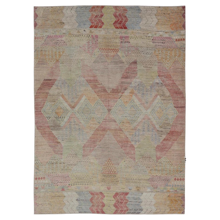 Large Modern Rug with SubGeometric AllOver Modern Design in