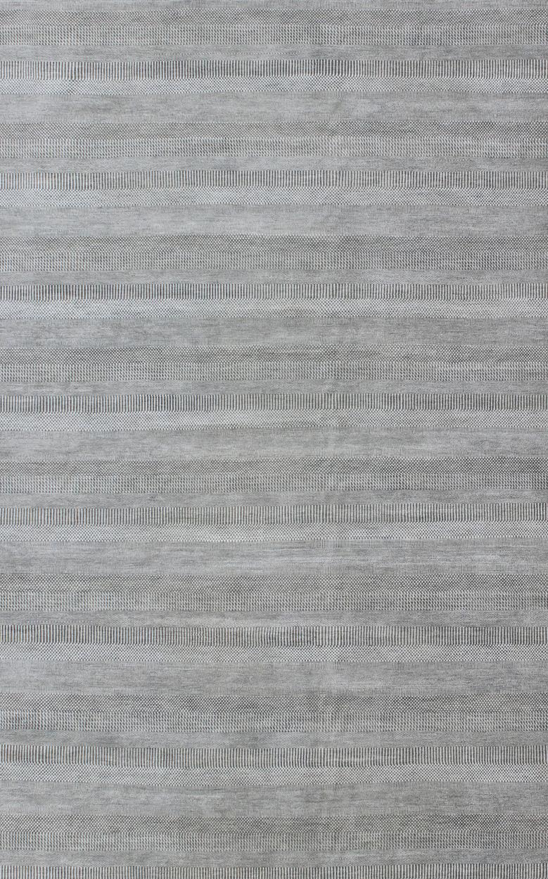 Hand-Knotted Large Modern Rug with Transitional Design in Shades of Grey and Ivory For Sale