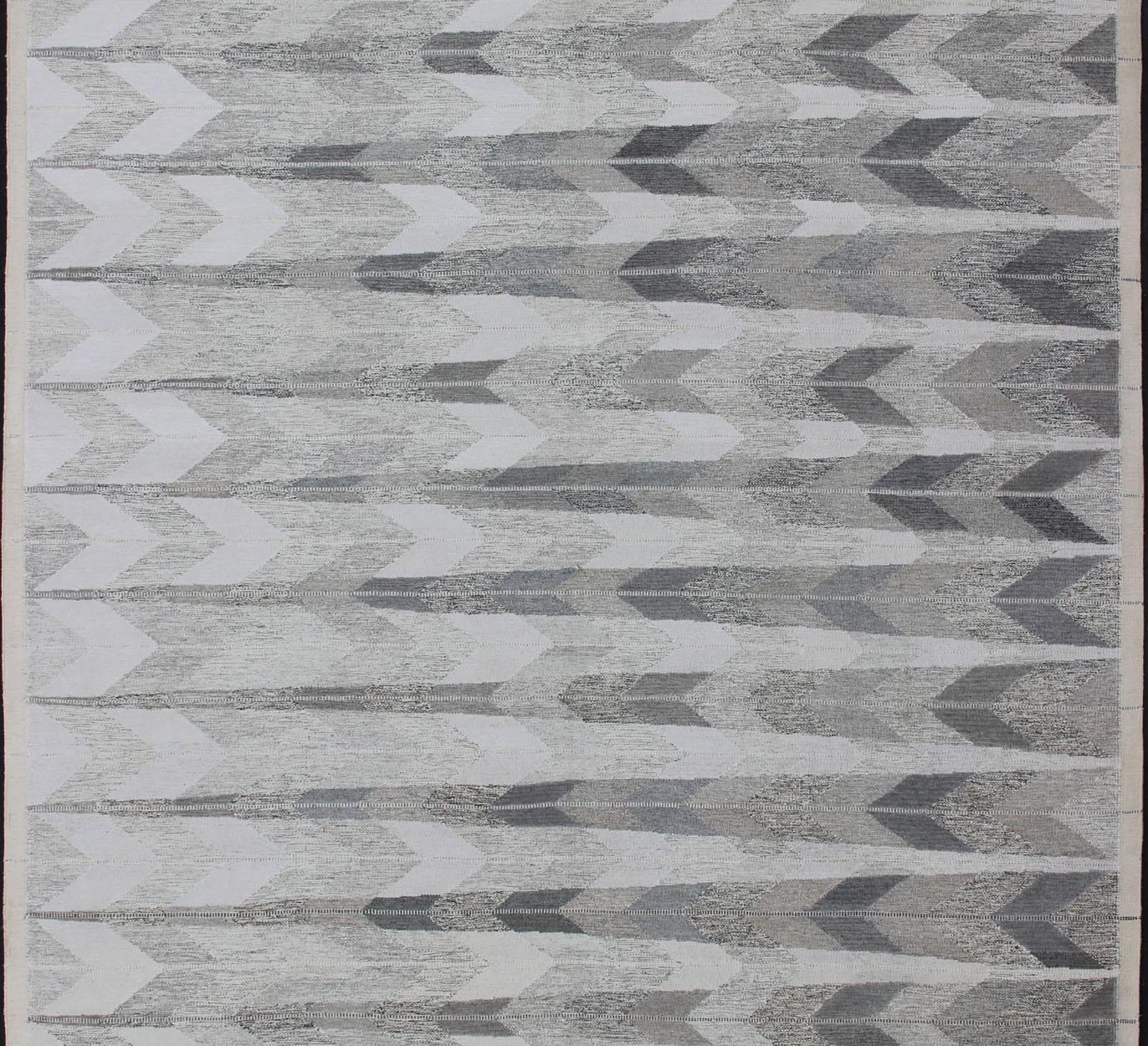 Scandinave moderne Grand tapis moderne scandinave/suédois à tissage plat à motif géométrique en vente