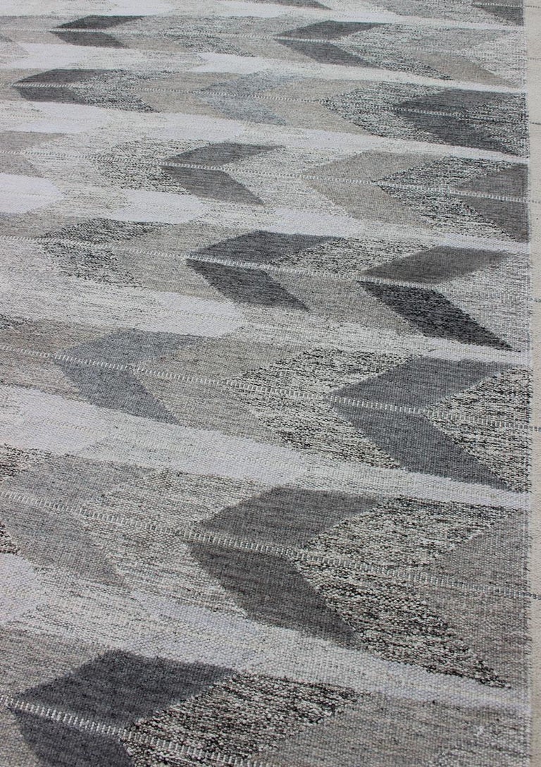 Flat Weave Geometric Design Reference: Large Modern Scandinavian Swedish Flat Weave Geometric Design Rug For