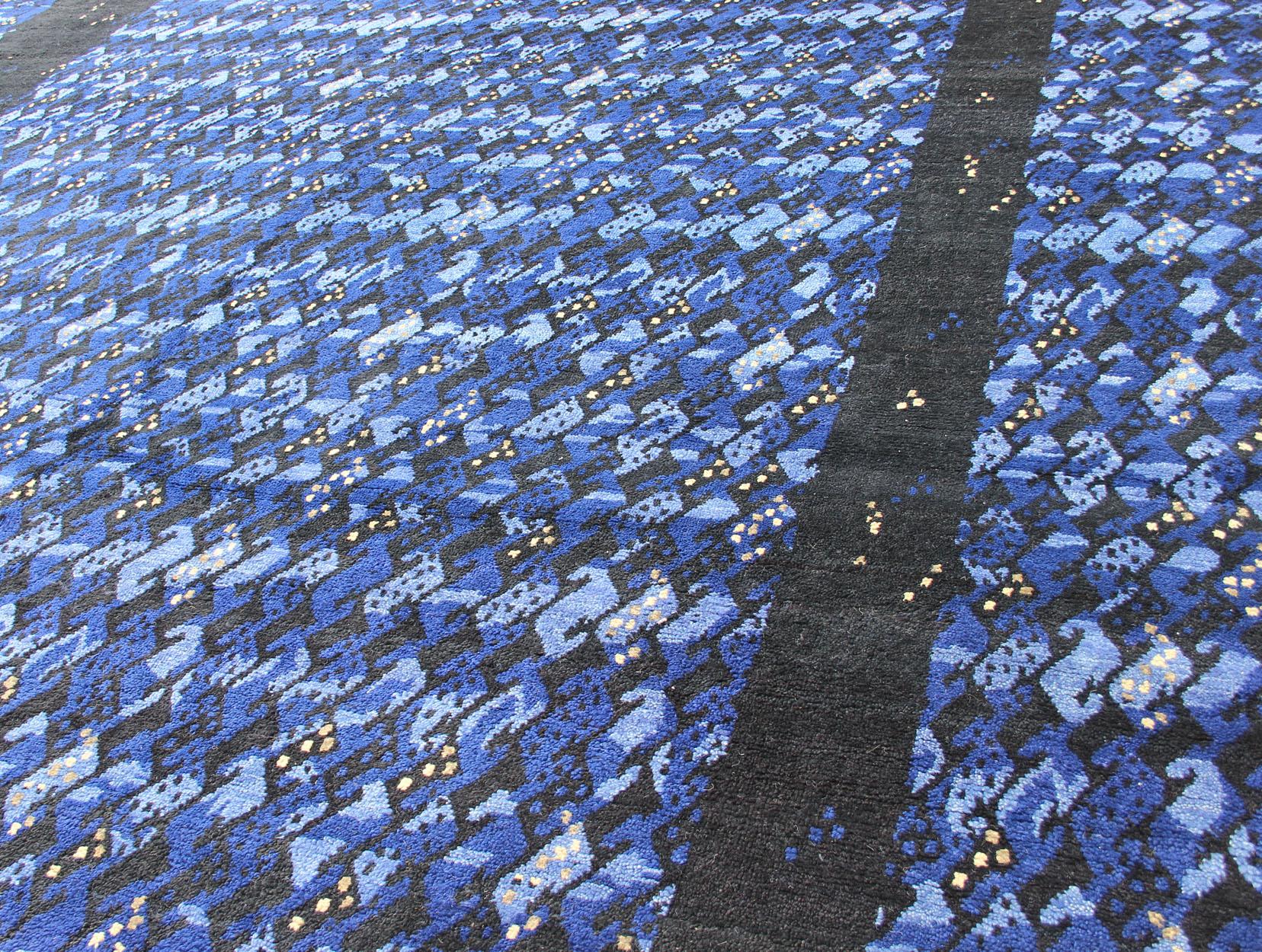 Tappeto moderno a pelo lungo di colore blu notte di Keivan Woven Arts in vendita 5