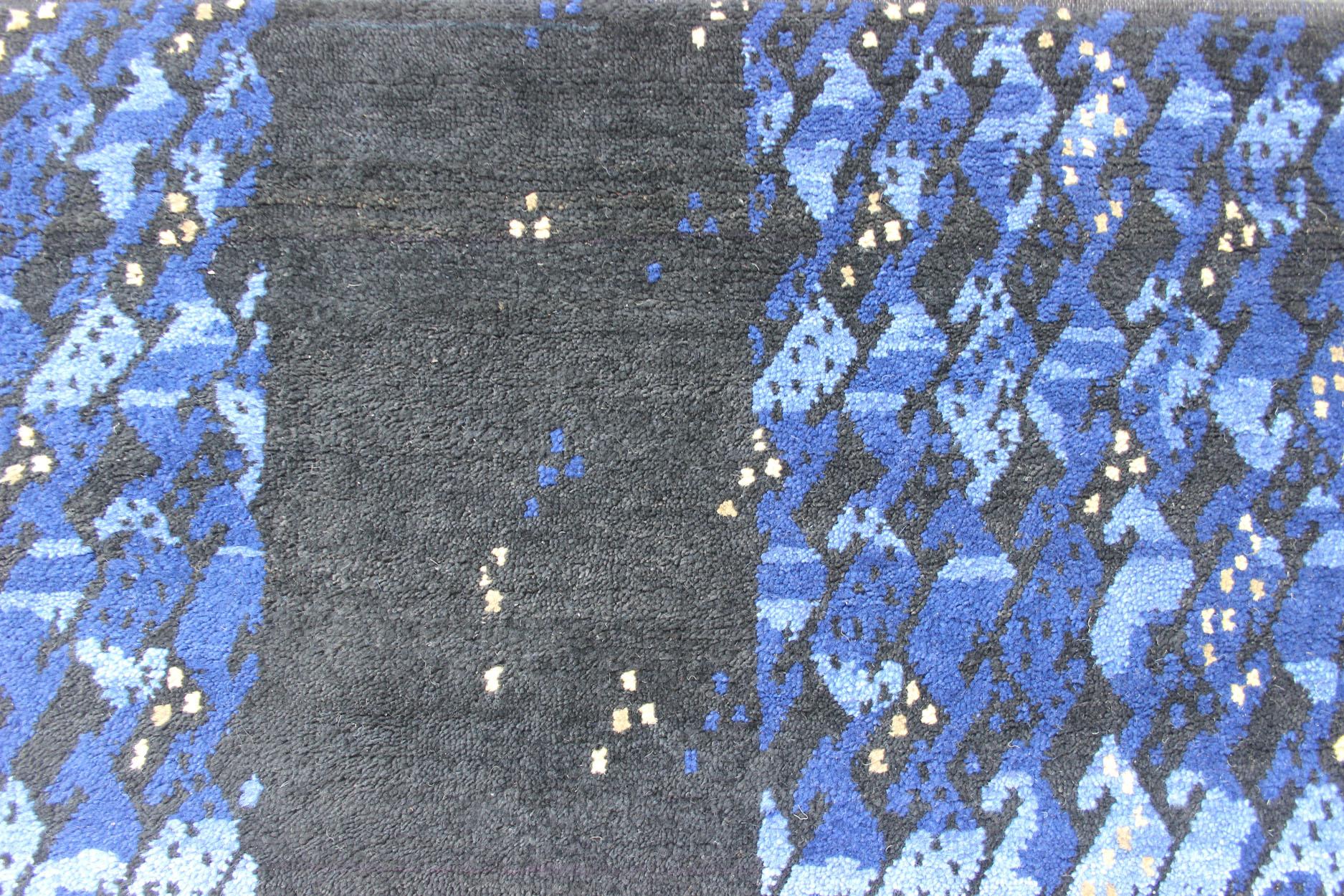 Large Modern Swedish Pile Rug in Mid-Night Blue by Keivan Woven Arts  In New Condition For Sale In Atlanta, GA