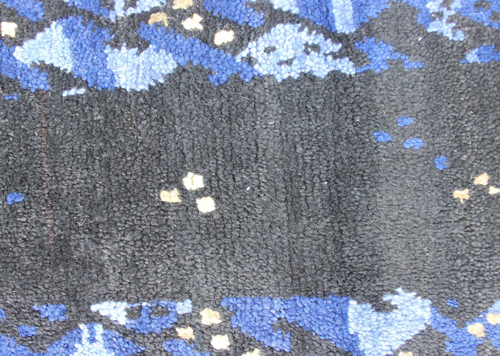 Wool Large Modern Scandinavian/Swedish Design Pile Rug in Mid-Night Blue For Sale