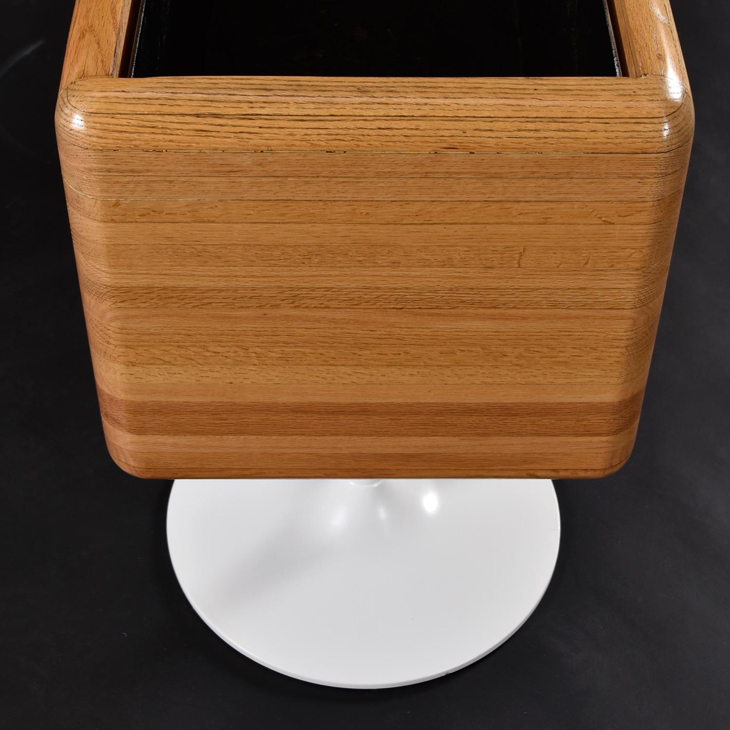 Large Modern Solid Oak Planter on White Tulip Bases with Metal Insert For Sale 6