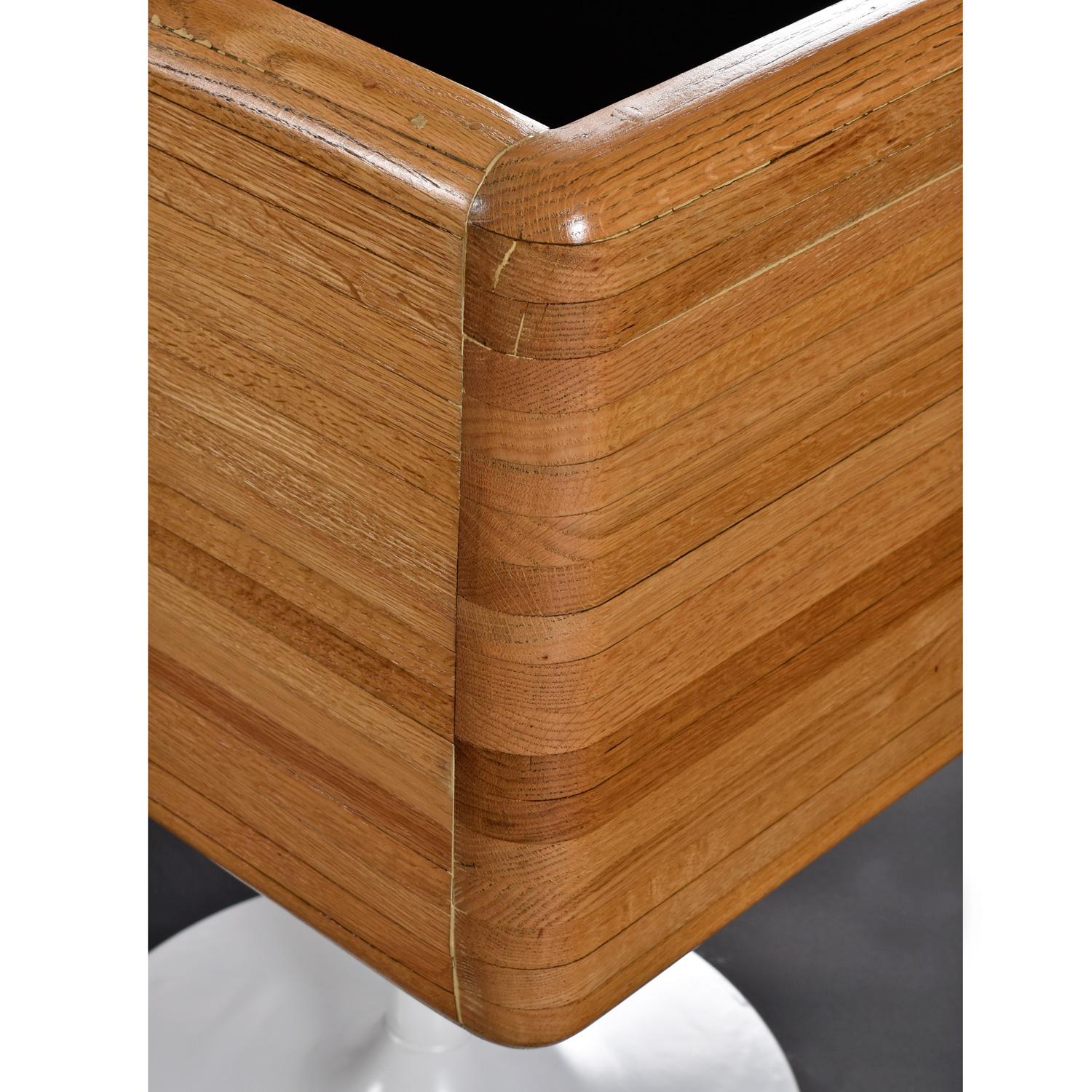 Large Modern Solid Oak Planter on White Tulip Bases with Metal Insert For Sale 3
