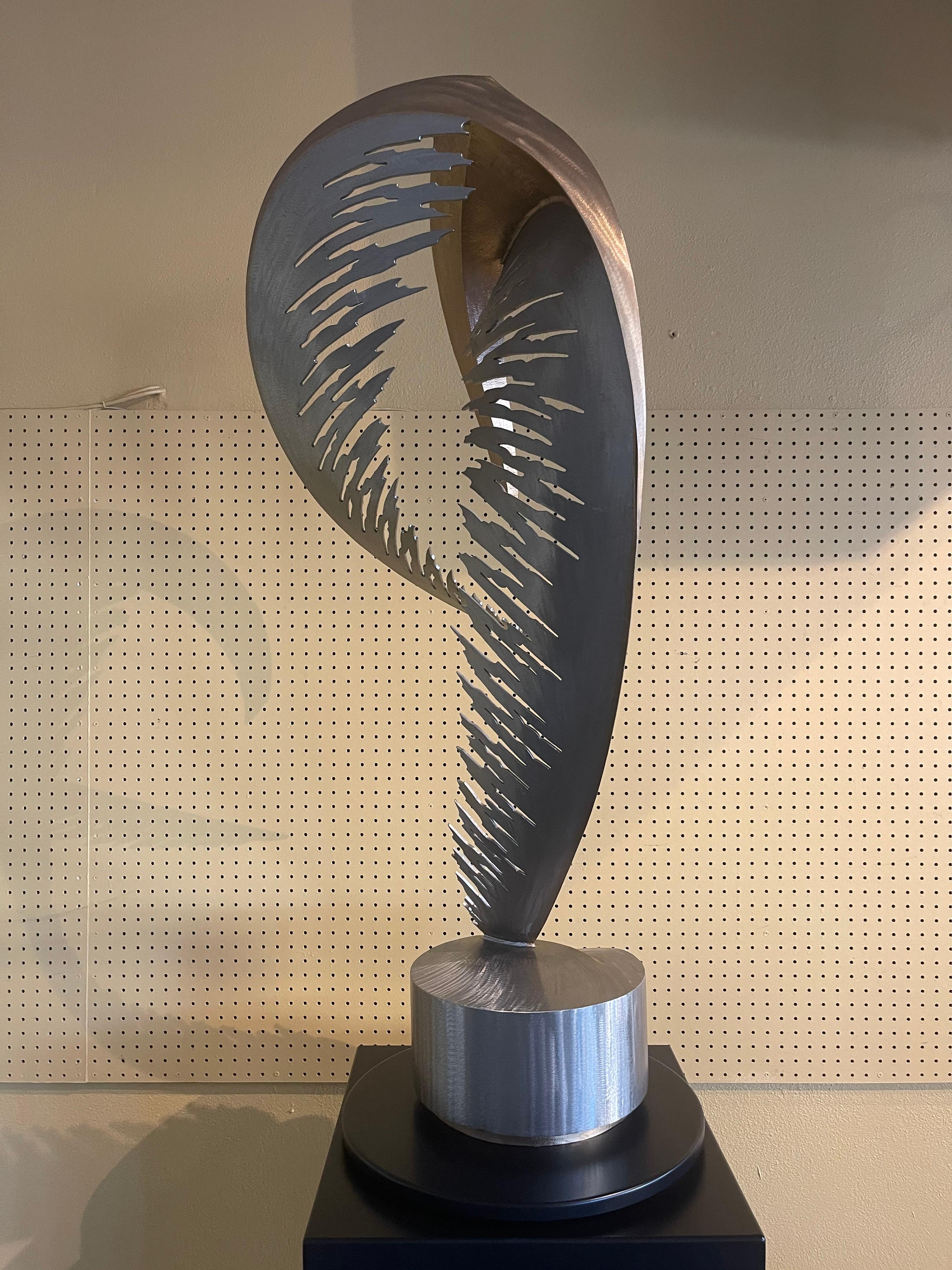 Large Modern Stainless Steel & Bronze Sculpture 