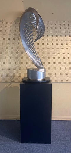 Grande sculpture moderne en acier inoxydable et bronze « The Dive » de John Richen