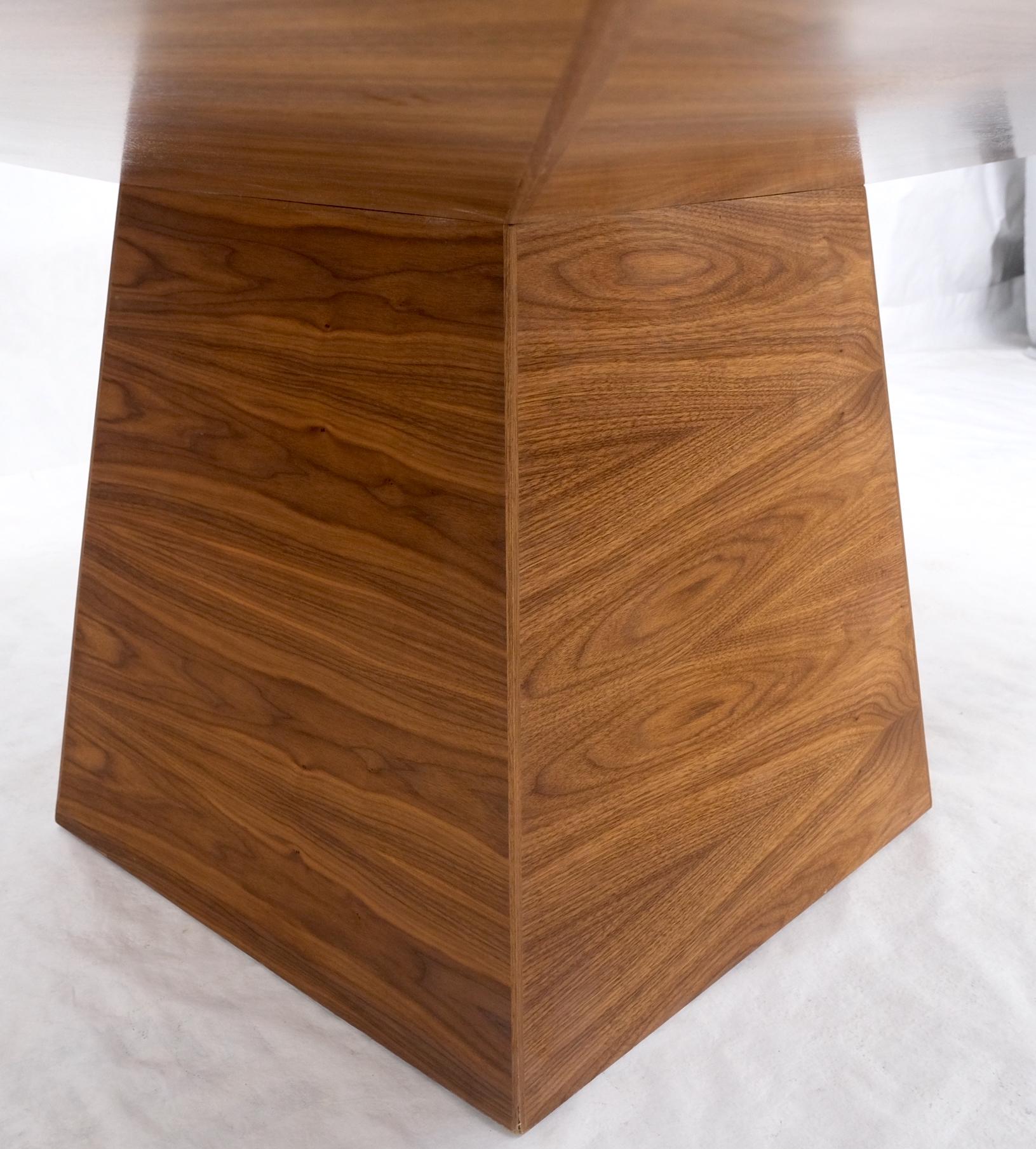 Large Modern Studio Square Walnut Pyramid Shape Base Dining Conference Table For Sale 2