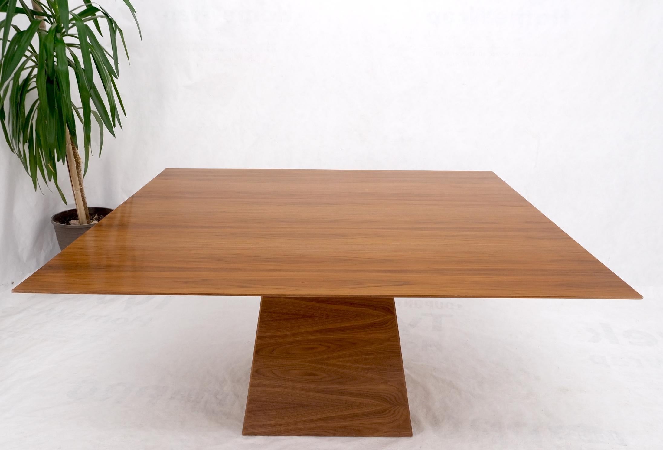 Large Modern Studio Square Walnut Pyramid Shape Base Dining Conference Table For Sale 5