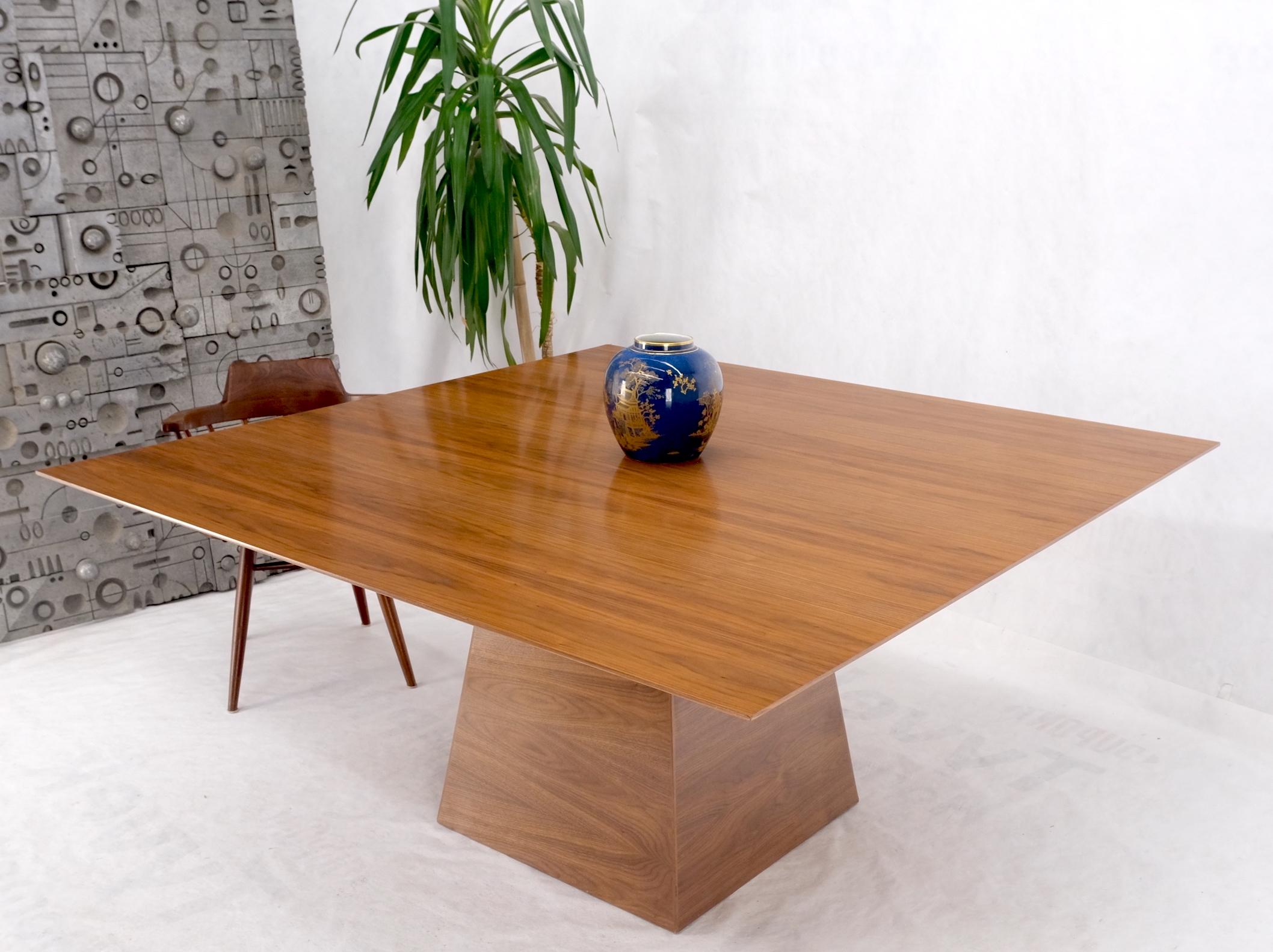 Large Modern Studio Square Walnut Pyramid Shape Base Dining Conference Table For Sale 9