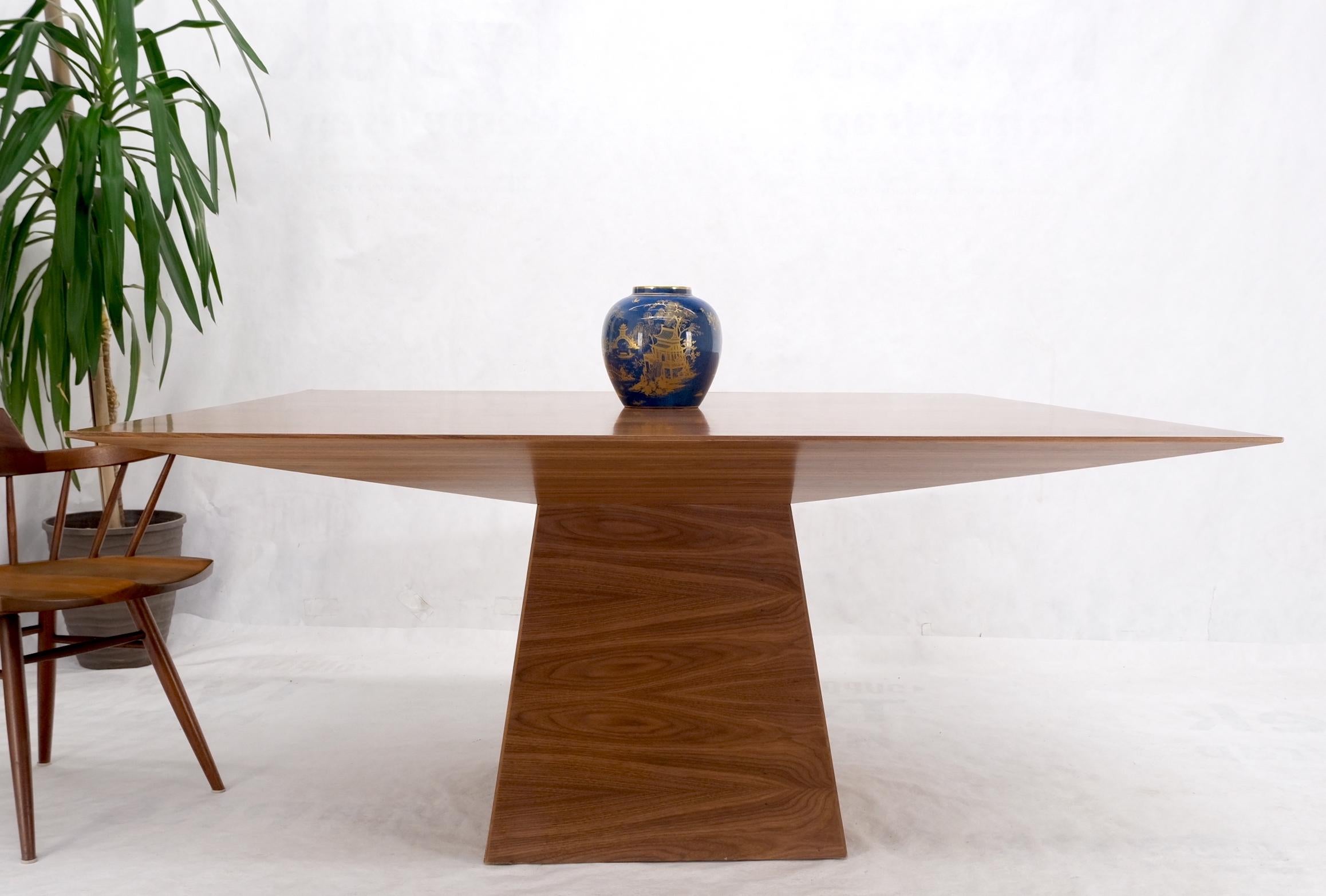 Large Modern Studio Square Walnut Pyramid Shape Base Dining Conference Table For Sale 11
