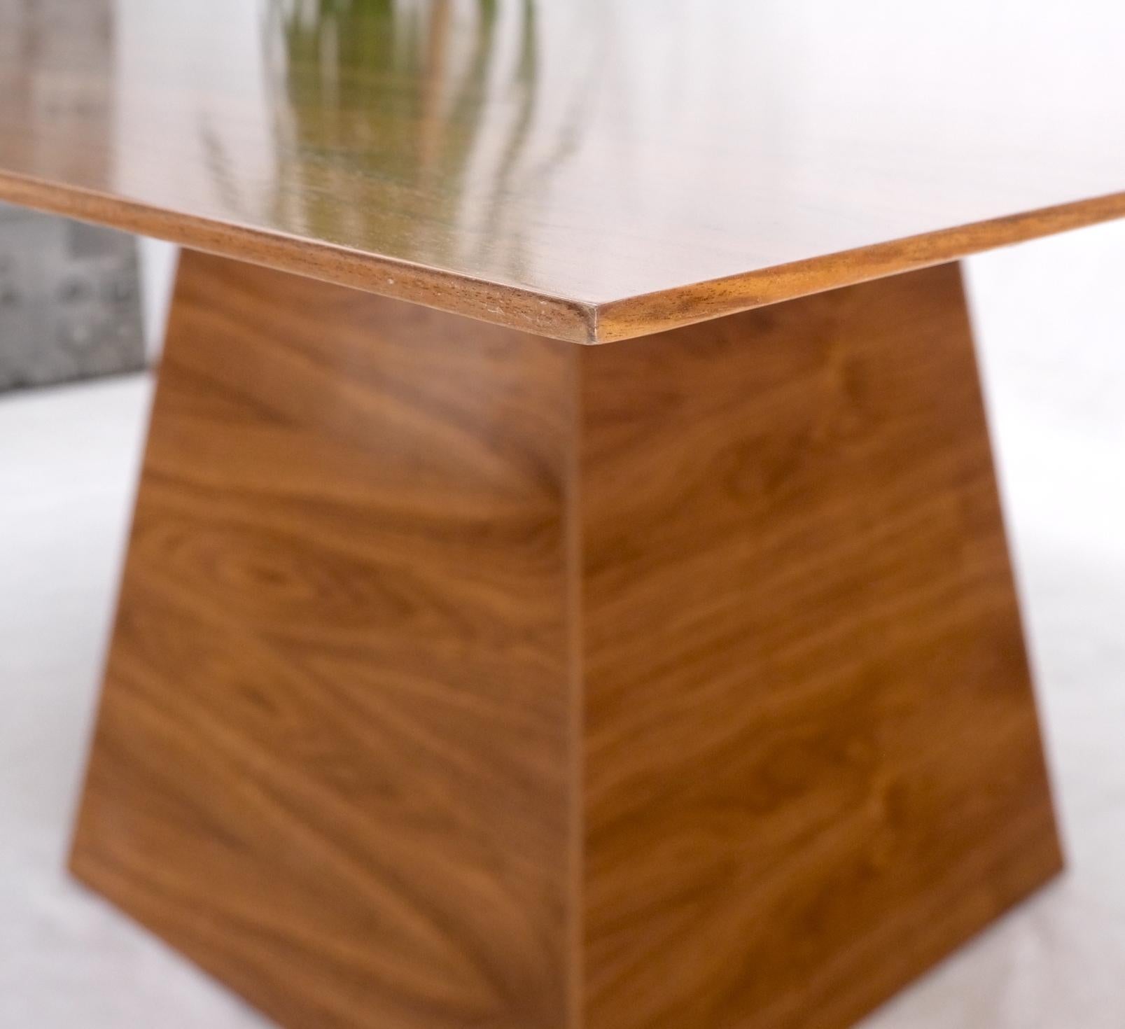 American Large Modern Studio Square Walnut Pyramid Shape Base Dining Conference Table For Sale