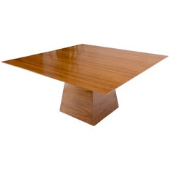 Large Modern Studio Square Walnut Pyramid Shape Base Dining Conference Table