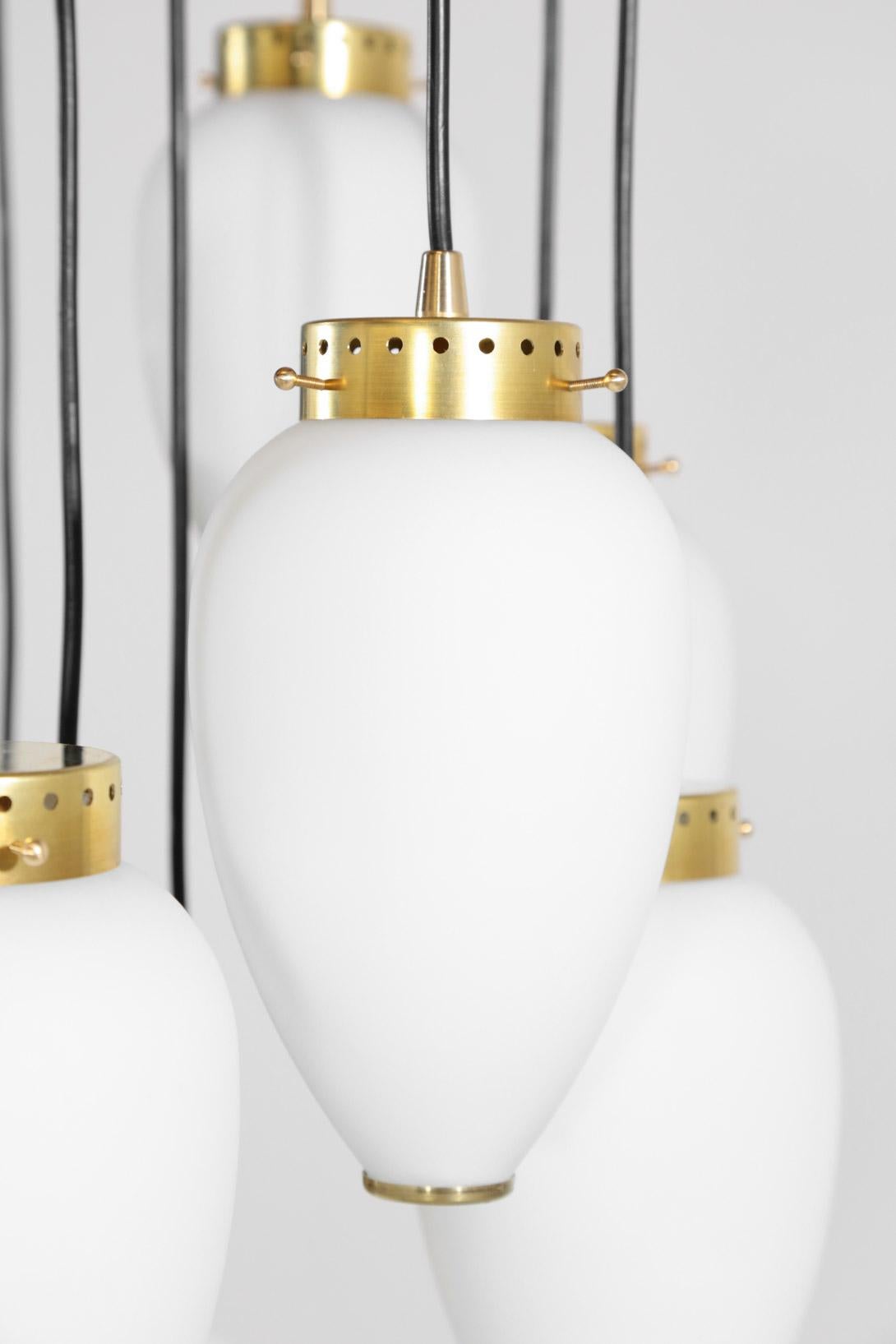 Brass Large Modern Suspension, Hans Agne Jakobsson Style, 19 Lights For Sale
