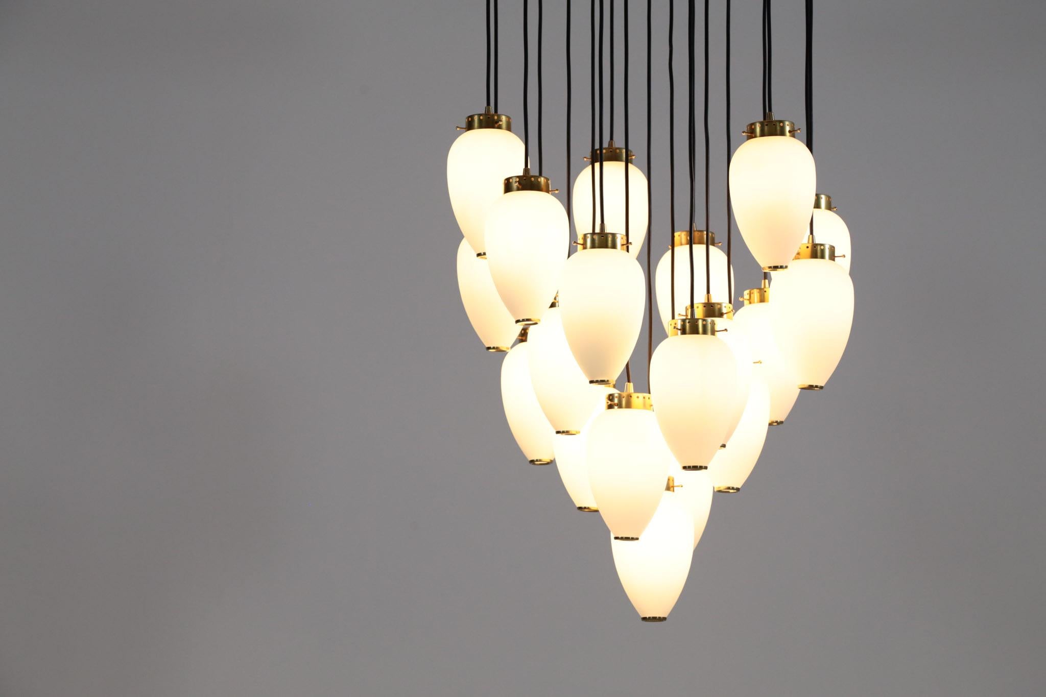 Large Modern Suspension, Hans Agne Jakobsson Style, 19 Lights For Sale 1